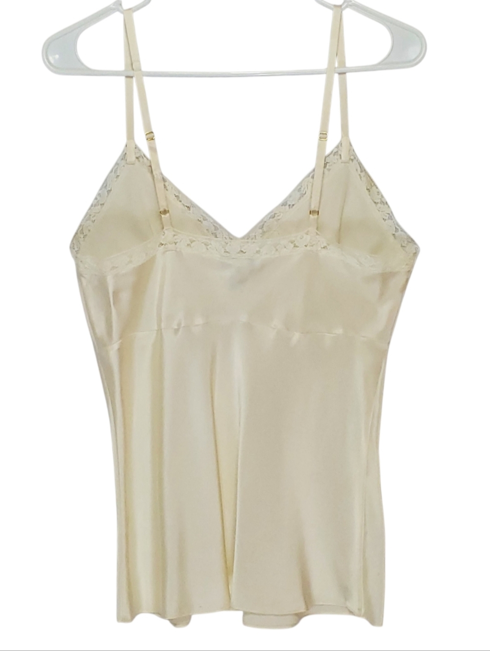 🟢2626 * Nordstrom Intimates 100% Silk Lace Trim Camisole Ivory Cream Size M - Picture 2 of 11